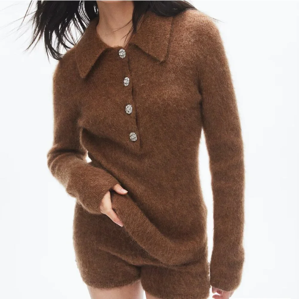 H&M Mohair-Blend Sweater with Collar - Picture 6 of 11